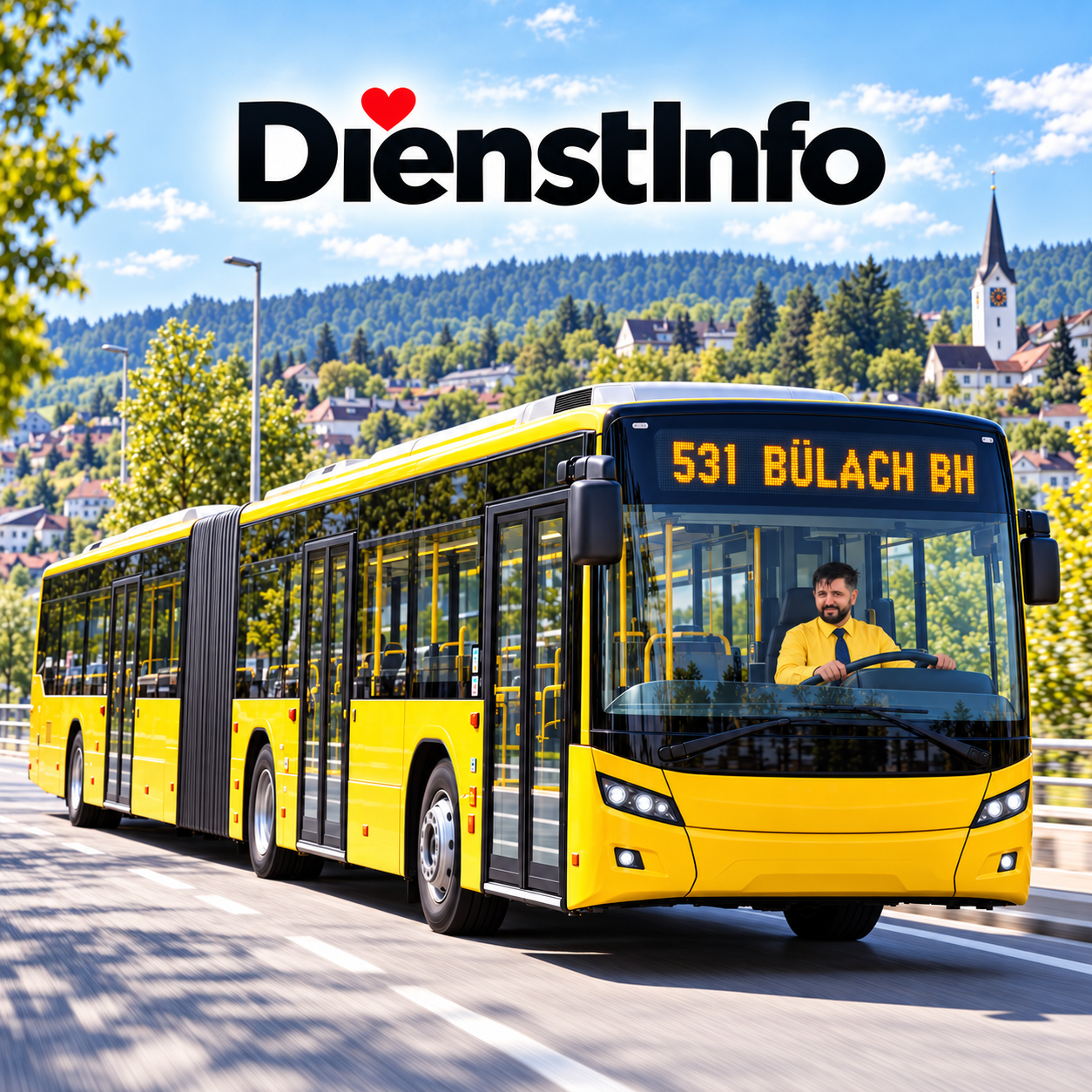 DienstInfo mit Herz: Gelenkbus 531 Bülach Bahnhof mit Chauffeur Faruk Hoxha